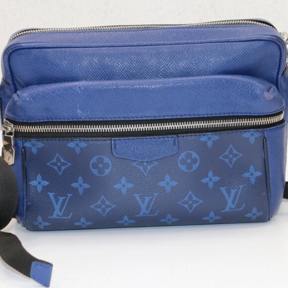 Louis Vuitton Cobalt Blue Taiga Leather Monogram Canvas Outdoor Messenger Bag - Picture 2 of 15